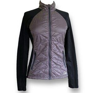 LL Bean Womens Jacket XS Gray Quilted Hiking Running Full Zip Pockets Outdoor